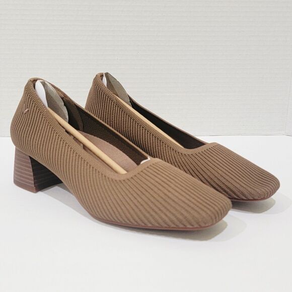 Vivaia Melody Pro Heels Women's 36.5 US 6 Square Toe Chunky Espresso Brown Pumps - Picture 2 of 13